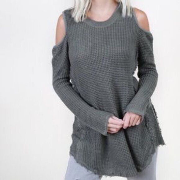 Altered State Cold Shoulder Knit Green Top || Small || EUC - Picture 1 of 11